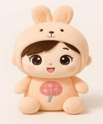 PREEKS RETAILERS Cute Bunny Costume Soft Toy – 25cm Ultra-Soft Plush Doll for Kids Gift  - 25 cm(Light Pink)