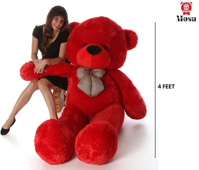MOSU 4 Feet Teddy Bear with Neck Bow Stuffed Spongy Cute Teddy Bear (Red)  - 48 inch(Red)