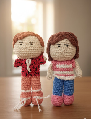 MynaMo Handmade Crochet Pocket Doll Duo - Best friend set  - 14 cm(Multicolor)