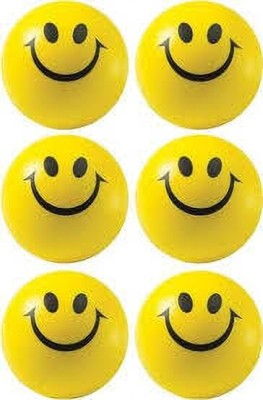 ABS Emoji Smiley Face Foam Ball Squeeze Stress Ball Relief (Yellow) (Pack Of 6)  - 7 cm(Yellow)