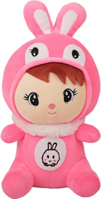 Glypta Super Soft Plush Boy Doll with Bunny Cap  - 30 cm(Pink)