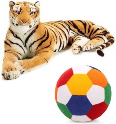 MK Enterprises Attractive Soft And Stuffed Toys Tiger And Kids Ball  - 25 cm(Multicolor)