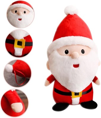 Tickles Santa Claus With V Shape Beard Look Christmas Gift Soft Stuffed Plush Toy  - 15 cm(Red)
