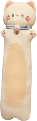 TechMax Solution WHITE NECK BALL LONG CAT PLUSH PILLOW  - 50 cm(White)