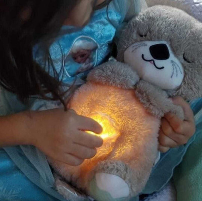 ankush Cream Teddy Bear Baby Soothing Music Light Breathing Soft Toy for Kids & Gifting  - 20 cm(Multicolor)
