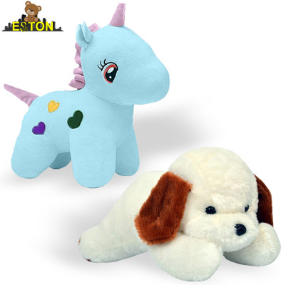 OZEE Unicorn and White Dog Soft and Stuffed Toys for Birthday Gift for Girls/Kids/  - 25 cm(Blue, White)