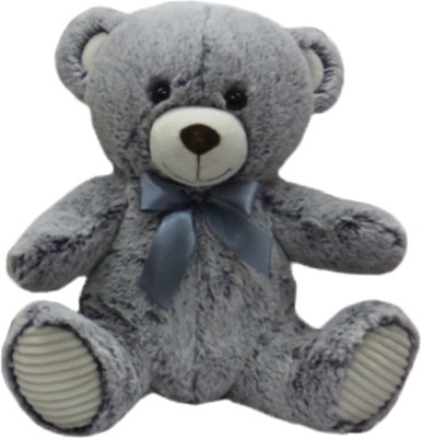 My Baby Excels Teddy Bear Plush with Satin Bow- Grey  - 25 cm(Grey)