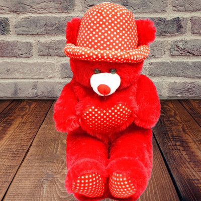 itaCheeHUB Red 5 feet teddy bear with cap and Heart for birthday or valentines gift  - 140 cm(Red cap Teddy)