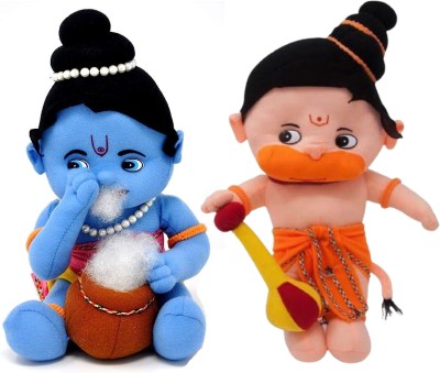 R C TRADERS Little Krishna, Little Hanuman Soft Toys Combo for Kids, Pack of 2 Stuffed Toys  - 24 cm(Blue, Orange)