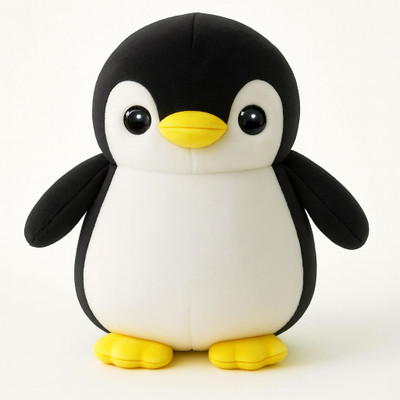 Toyingly Plush Penguin Stuffed Animal, Black and White, Soft Cuddly Toy with Yellow Feet - 20 cm(Black)