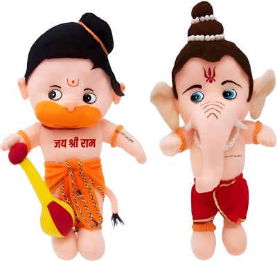 Jeet Gift Gallery 2 PCS Combo Soft Bal Ganesh & Hanuman Ji  - 25 cm(Multicolor)