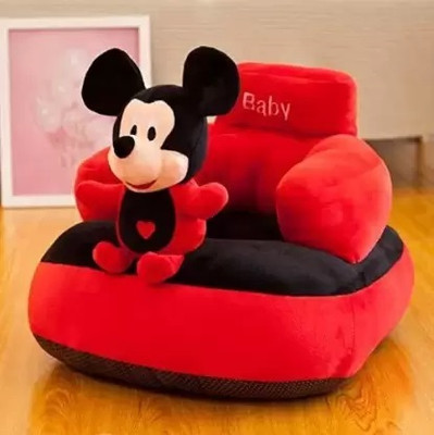 Shanshu Mickey Mouse Shaped Soft Plush Cushion Fabric Sofa(Finish Color - BLACK, Pre-assembled)