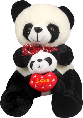 Tickles Black Sitting Panda With baby Soft Stuffed For Kids  - 25 cm(Black)