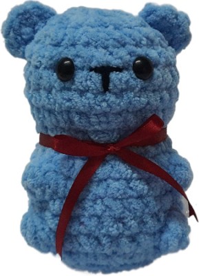 crochet artwork Crochet Handmade Small Bear Plush Soft Toy  - 6 inch(Blue)