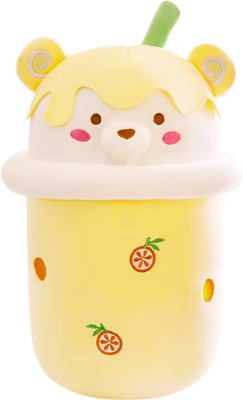 TechMax Solution CUTE YELLOW BEAR STRAWCUP PLUSH  - 30 cm(Yellow)