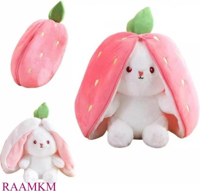 PINGA CS_B_194 Bunny Plush Toy Rabbit Cuddly Toy Cute Strawberry Bunny Plush Soft Toy  - 20 cm(Pink, White)