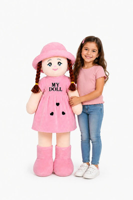 Apnawholesale 2 Feet Soft Doll for Girls, Cute Large Plush Doll Toy for Kids  - 60.96 cm(Pink)