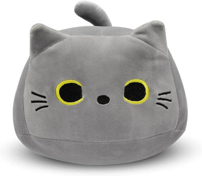 TechMax Solution 3D Grey Cat Plush Pillow, Plush Toy Grey Cat, Creative Cat Shape Pillow  - 15.7 inch(Grey)