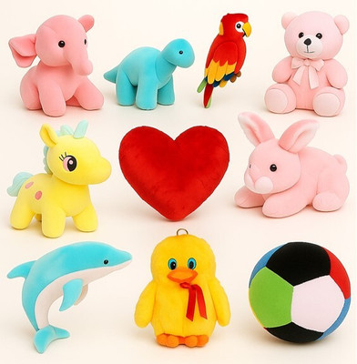 Macros Super Soft 10 Complete Pack Stuffed/soft toy Combo of Teddy Bear for kids / Gift  - 25 cm(Blue, Pink, Yellow, Black)
