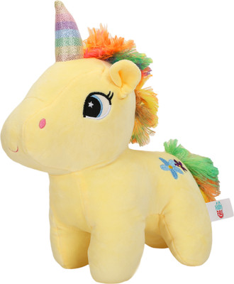 striders 10 Inch Super Soft Yellow Standing Unicorn Toy Soft, and Sparkly Ideal for Kids  - 10 inch(Yellow)