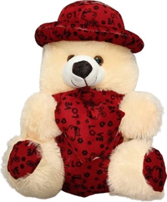 rahul Teddy with Red Heart  - 18 cm(Cream, Red)