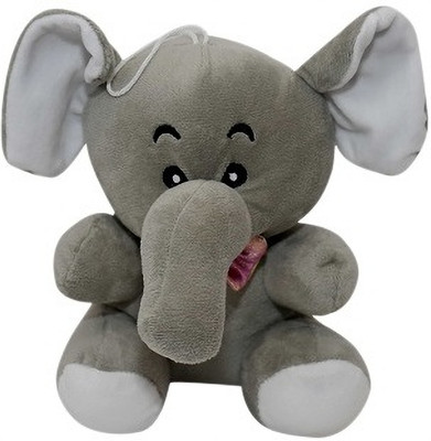 Hello Baby Enchanting Elephant Animal Soft Toys for Kids Stuffed Plush Animal Toy |Soft Toy  - 24 cm(Grey)