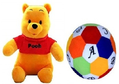 MK Enterprises Attractive Soft And Stuffed Toys Pooh And Alphabet Ball  - 25 cm(Multicolor)