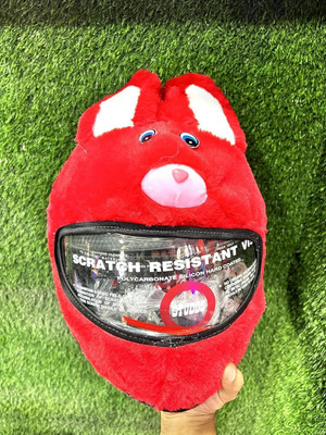 SMILEHUB Fancy Rabbit Bunny Helmet Red Cover With Keychain Motorbike Helmet(Red)