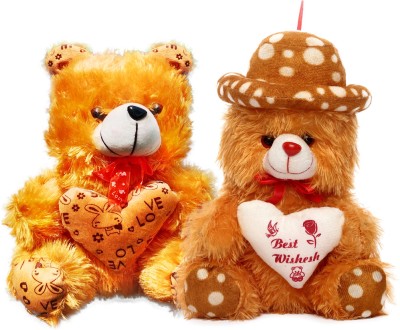 Trendller Brown Teddy Bear 13 Inch with Brown Cap Style Soft Toy 12 Inch - Set of 2  - 13 inch(Brown)