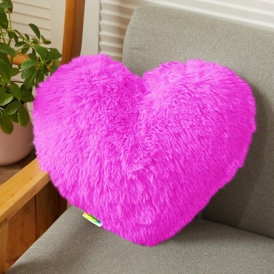 Cozyert Fur Heart cushion pillow Microfibre Solid Cushion Pack of 1(Purple)
