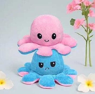 Firstchoice Toy Octopus Plushie Reversible Soft Toys for Kids | Plush Soft Toys  - 17 cm(Blue, Pink)
