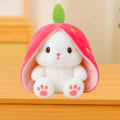 Anidhi Trendy Straberry Bunny Rabbit Plush Stuff Soft Toy-35 - 30 cm (Pink)  - 30 cm(Pink)