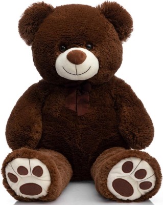 AVSHUB Soft plush Cute Sitting Teddy Bear Soft Toys with Neck Bow and Foot Print  - 36 cm(Brown)