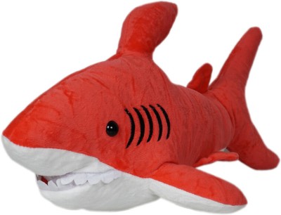 ULTRA Super Soft Toy Spandex Fabric cute Eyes Washable 28CM, Shark (Red and white)  - 20 cm(NA)