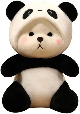 Toyovia Cute Panda Hoodie Soft Toy (35 cm) with Flippable Hood | Soft Toy Gift for Girls  - 38 cm(Black, White)