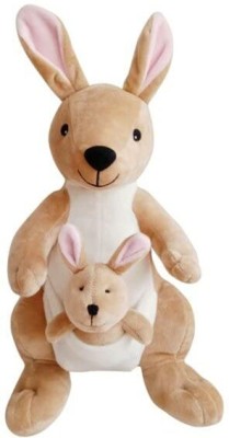 Tickles Kangaroo Mother with Baby Stuffed Soft Plush Toy Kids  - 31 cm(Brown)