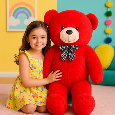 Krishna Creation Red 3 Ft Teddy Bear Soft Plush Cuddly Stuffed Toy  - 90 cm(Red)