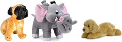 RADHIKA ENTERPRISES Grey Mohter Elephant-32cm/Brown Pug Dog-26cm/Brown Sonu Dog-26cm  - 32 cm(Multicolor)