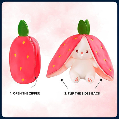 Swarah Collections Teddy-Pink Color Strawberry Bunny Rabbit Soft Toy For Kids  - 35 cm(Multicolor)