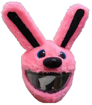 SMILEHUB Trending Bike Rider funny Rabbit bunny Helmet Cover With Smiley Ball Motorbike Helmet(Pink)