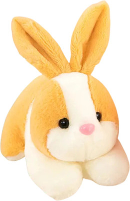 cuddlenest Cute Rabbit White Soft Toy, Furry Stuffed Animal, Extra Soft, Perfect for Kids  - 25 mm(Yellow, Brown)
