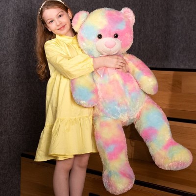 AVS 3 Feet Stuffed Spongy Hugable Imported Teddy Bear (Super Quality) Rainbow Fabric  - 91 cm(Multicolor)