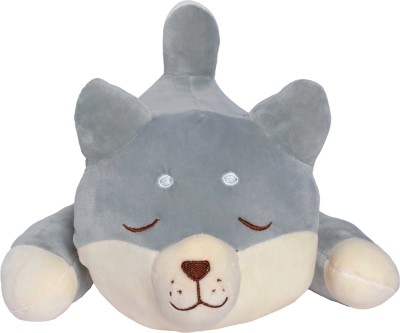 KRIDNAK Sleeping Husky Dog Soft Plush Stuffed Animal Cute Toy for Kids Boys  - 35 cm(Grey)