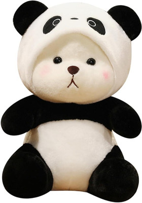 Dunky Soft Toy Plush Hoodie Panda Bear Stuffed Animal, White and Black, Cute Design  - 35 cm(White & black)