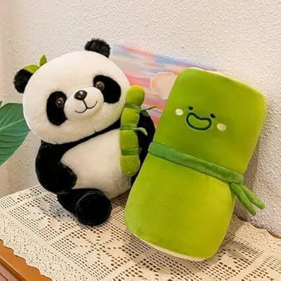 SRE Reversible Bamboo Panda Plush Toy – Soft Toys for Kids, Cute Panda Stuffed  - 30 cm(Multicolor)