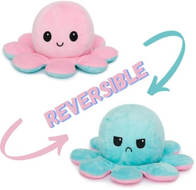 AUDBOT Soft Toy Reversible Mini Octopus Stuffed Toy For Kids | Soft Toy For Baby Girls  - 12 cm(Pink, Sky Blue)