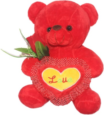 Tickles Teddy with love heart and roses  - 28 cm(Red)
