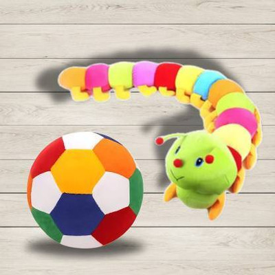 KPN Combo pack of plush soft stuffed toys Football & caterpillar  - 40 cm(Multicolor)