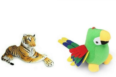 Sanvidecors Tiger-36cm and musical parrot cute  - 28 cm(Multicolor)