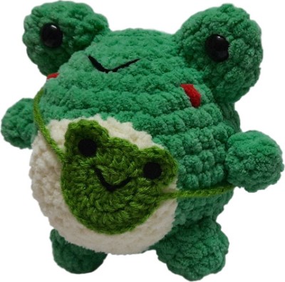 crochet artwork Crochet Handmade Frog Plush Soft Toy  - 7 inch(Green)